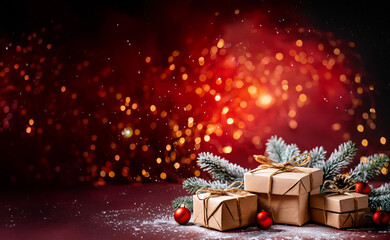 Stack of gift boxes on Christmas and New Year's Day.