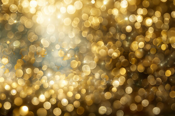 Golden Christmas and New Year bokeh for background.