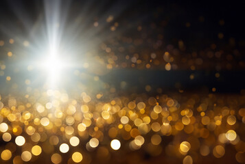 Golden Christmas and New Year bokeh for background.