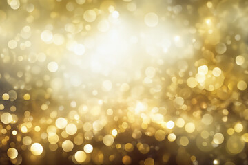 Golden Christmas and New Year bokeh for background.