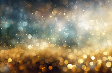 Golden Christmas and New Year bokeh for background.