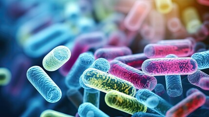 close up of probiotic bacteria biology science microscopic medicine - obrazy, fototapety, plakaty