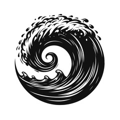 logotype of a wave, black and white, isolated