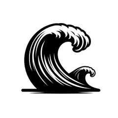 logotype of a wave, black and white, isolated
