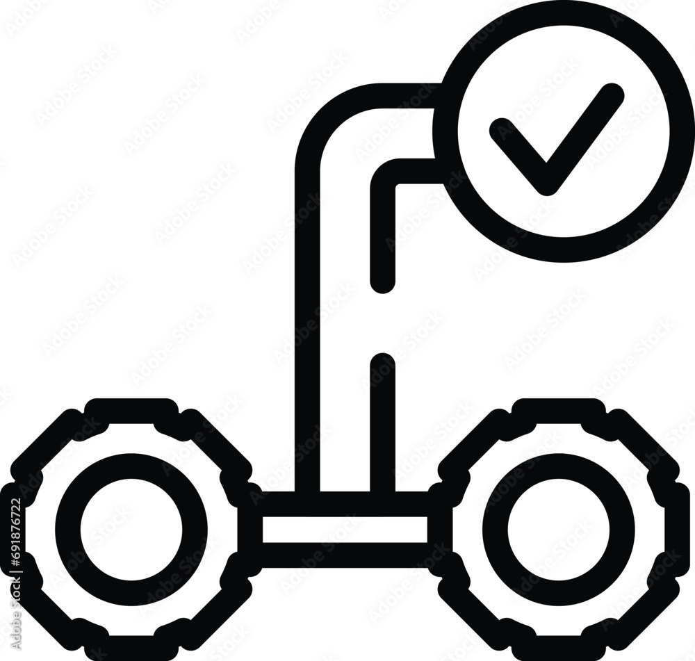 Poster quality assurance check icon outline vector. beta version testing. trial version improvements