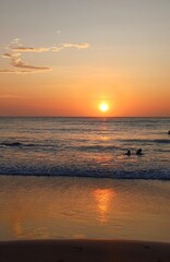 sunset on the coast, city and sunset