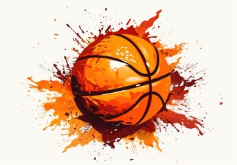 Dynamic Basketball with Grunge Splash Illustration