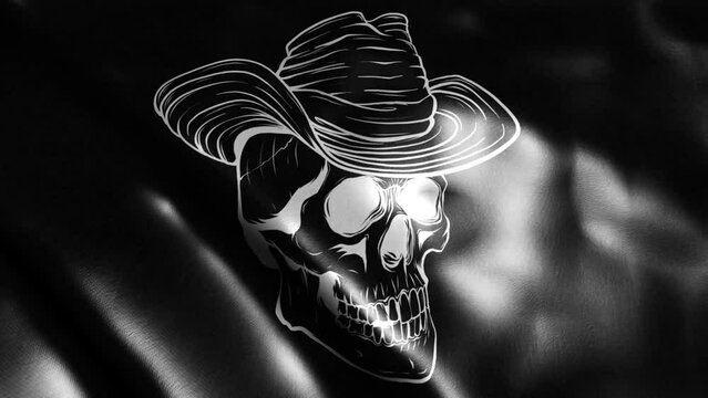 flag of silhouette Cowboy skull with hat