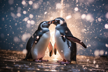 pinguins in snow