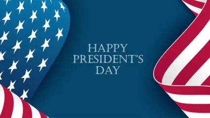 Foto op Canvas US President's Day celebration banner with waving American flag. United States Presidents Day holiday background. Vector illustration. © DmVector