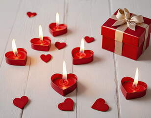 Heart, gifts, candles, love. Valentine's Day