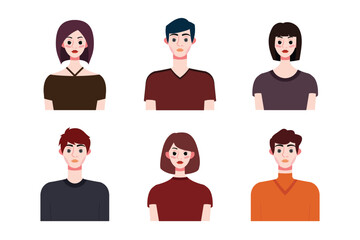 Set collection of people avatar design. Characters for social media and networking, website, app design, development, user profile, and user profile icons. Vector illustration.