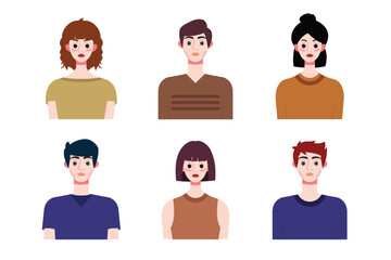 Set collection of people avatar design. Characters for social media and networking, website, app design, development, user profile, and user profile icons. Vector illustration.