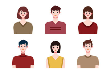 Set collection of people avatar design. Characters for social media and networking, website, app design, development, user profile, and user profile icons. Vector illustration.