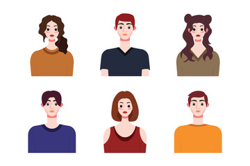 Set collection of people avatar design. Characters for social media and networking, website, app design, development, user profile, and user profile icons. Vector illustration.