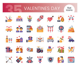 Valentines' day Icons Bundle. Flat icons style. Vector illustration