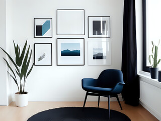 6 Bilder an weißer Wand