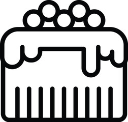 Anniversary wedding cake icon outline vector. Bakery marriage dessert. Couple party celebration