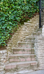 narrow brick steps carved into the hillside