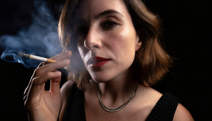 Obraz premium Woman Flirting with a Cigarette