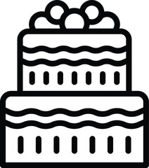 Bridal pastry dessert icon outline vector. Confectionery marriage cake. Nuptial couple ceremony