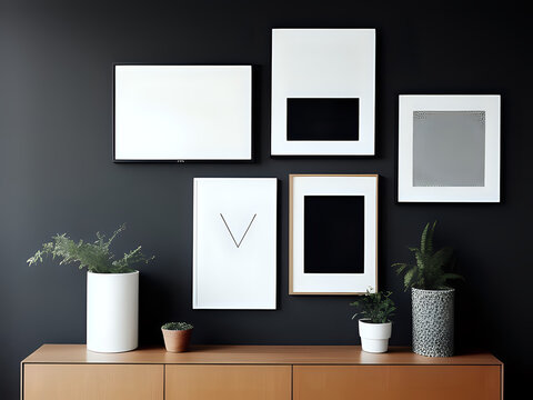 Bilder an schwarzer Wand