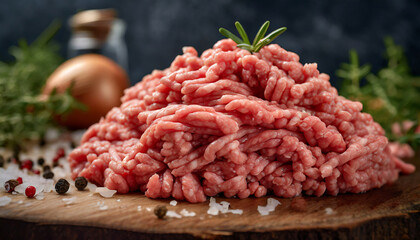 Raw ground meat. Fresh minced meat.