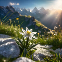 Morning Dew on Alpine Flowers