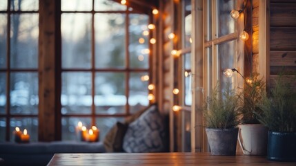 Cozy and rustic modern cabin interior background