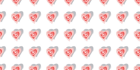 Stylish trendy pink and gray hearts isolated on a white background. Seamless vector pattern. Teen Textile, Wrapping Paper.  Pop Art Girly Pink Illustration Vector Design. Funky Pattern.
