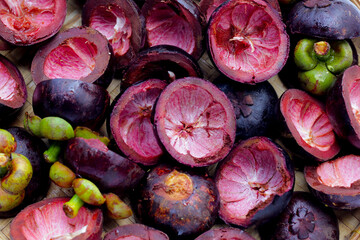 Fresh mangosteen peel. Mangosteen peel as a good cure for upset stomachs, inflammation on the skin,...