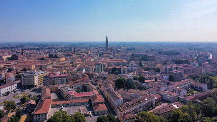 Fototapeta na wymiar Aerial view of the historical center of Cremona, Italy.