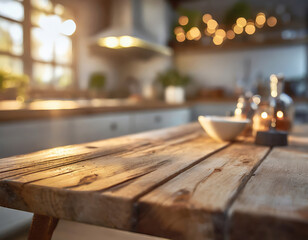 Empty Table in a Modern Kitchen Setting