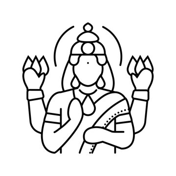 lakshmi god indian line icon vector. lakshmi god indian sign. isolated contour symbol black illustration