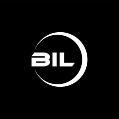 BIL letter logo design with black background in illustrator, cube logo, vector logo, modern alphabet font overlap style. calligraphy designs for logo, Poster, Invitation, etc.