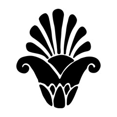 Egyptian floral moti. Flower lotus icon.