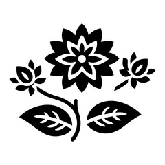 Flower Icon vector silhouette, black color flower flat illustration