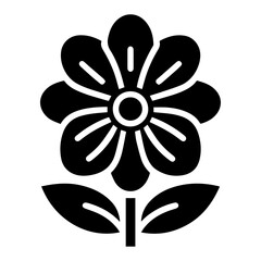 Flower Icon vector silhouette, black color flower flat illustration