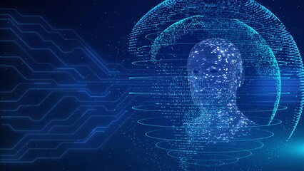 4K Future human Artificial intelligence brain animation. Futuristic human brain interface concept. Robotic system. programming AI Digital background. deep learning brain big data or cyber security - Powered by Adobe