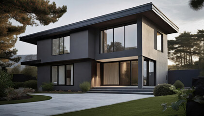 Modern architecture. Stylish house in a minimalist style