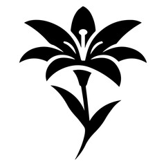 minimal Lily flower icon Vector silhouette black color white background