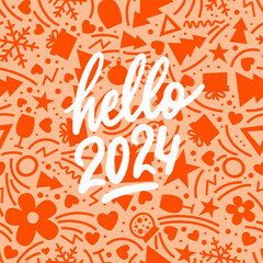 Great background for a winter or Christmas theme. with the inscription Hello 2024!