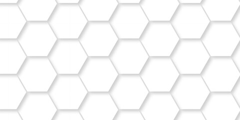 	
Abstract hexagons White Hexagonal Background. Luxury honeycomb grid White Pattern. Vector Illustration. 3D Futuristic abstract honeycomb mosaic white background. geometric mesh cell texture.