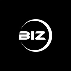 BIZ letter logo design with black background in illustrator, cube logo, vector logo, modern alphabet font overlap style. calligraphy designs for logo, Poster, Invitation, etc. - obrazy, fototapety, plakaty