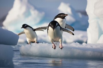 penguins on ice