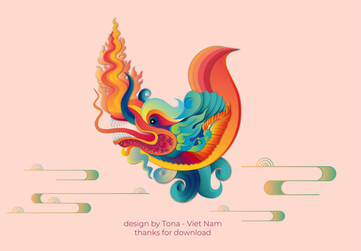 illustration of dragon. vietnamese dragon 2024, 