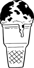 hand drawn ice cream cone illustration.