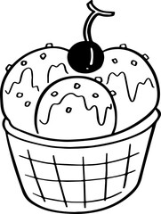 hand drawn ice cream cone illustration.