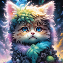 Obraz premium Colorful background Warrior Animal Generative ai