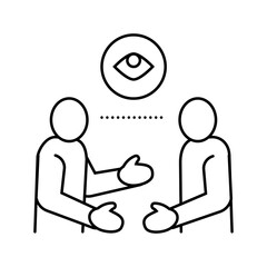 eye contact interview job line icon vector. eye contact interview job sign. isolated contour symbol black illustration
